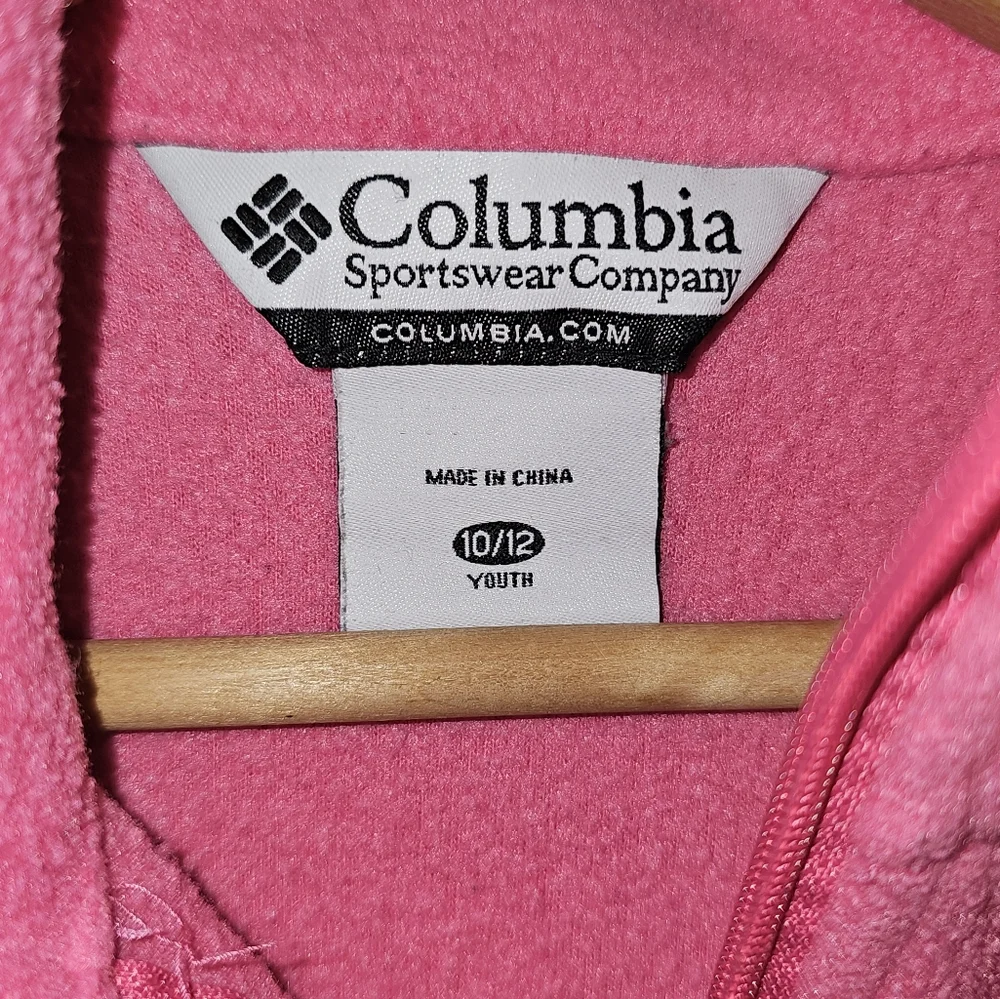 Columbia Fleece Full‎ Zip Jacket Youth Girls Pockets Benton Springs Pink M 10/12
